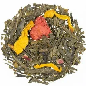 Strawberry Rhubarb — China Sencha zaļā tēja ar zemenēm un rabarberiem
