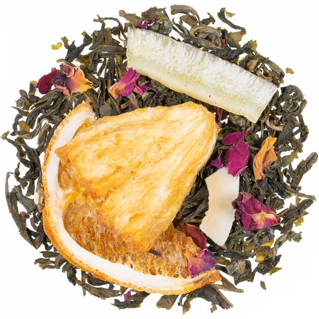 Mandarīns Kokosrieksts Aromatizēta Zaļā Tēja