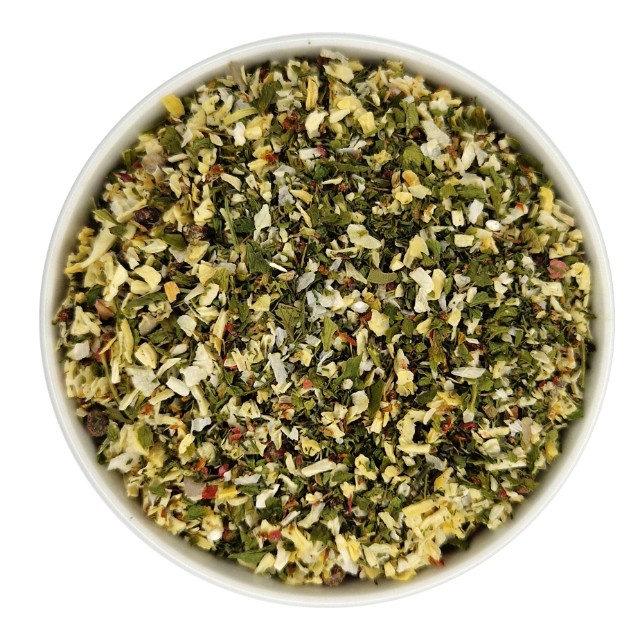 Zivju garšviela ar zaļumiem un rozā pipariem